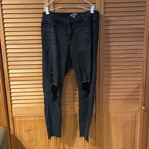 Dark grey ripped jeans